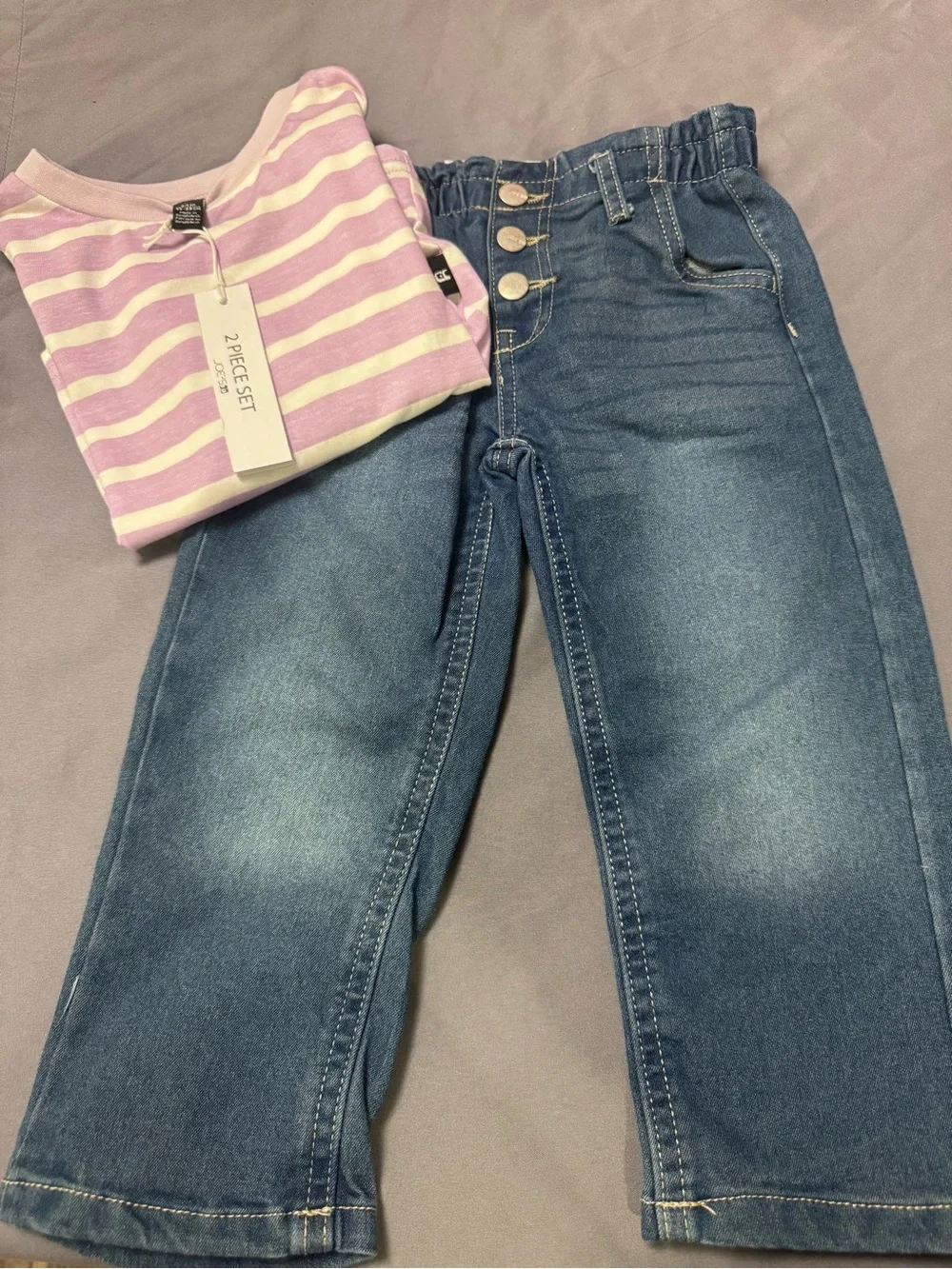 Joe's Jeans Medium Blue Denim with White and Purple Striped Shirt-0017